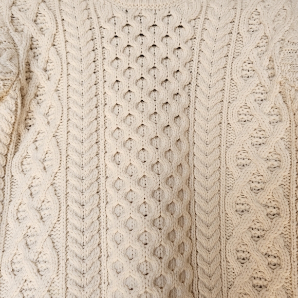 Aran Sweater Market Merino Wool Cream Chunky Fisherman Cable Knit S Heritage NWT - Picture 4 of 16